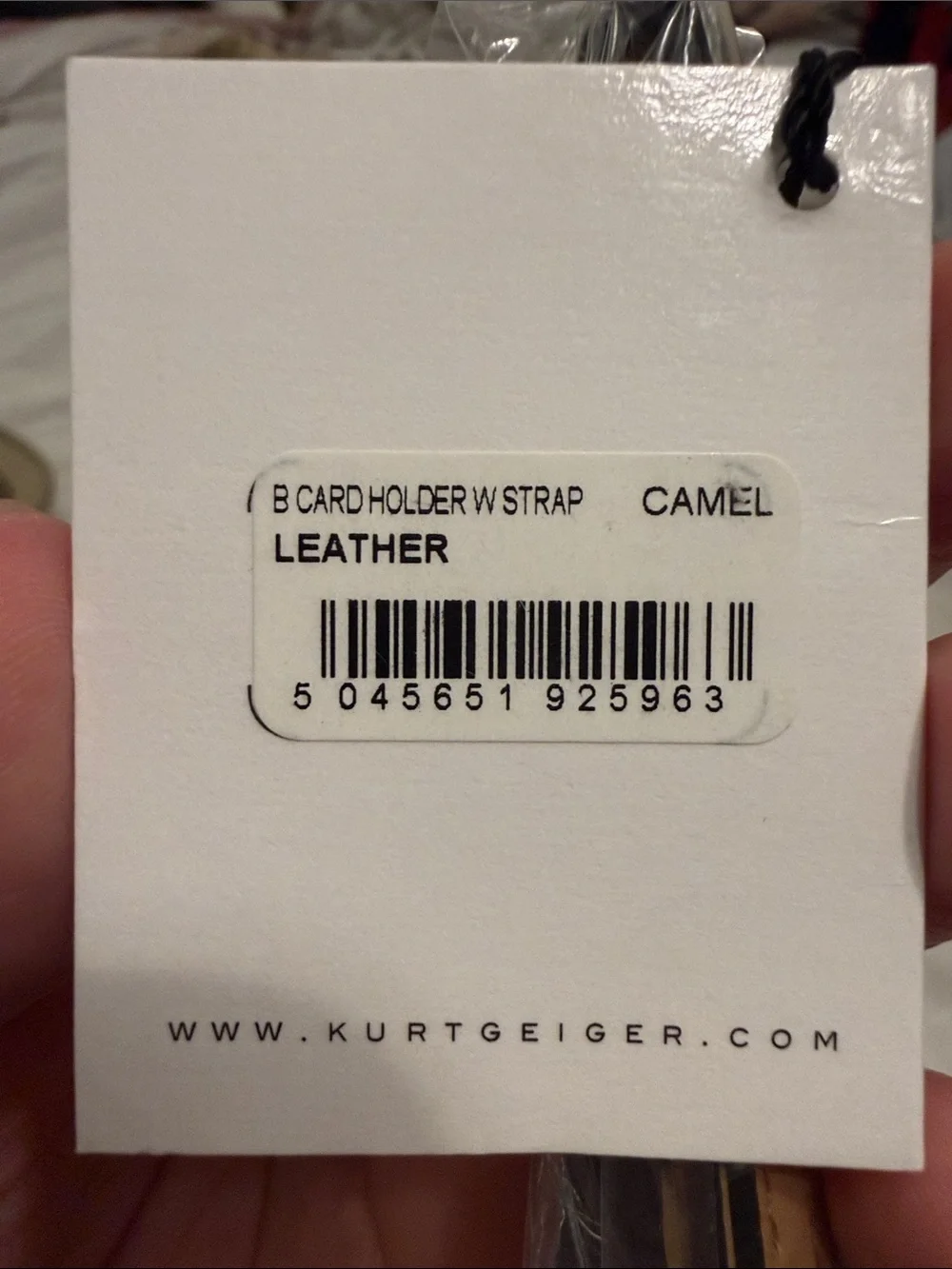 NWT Kurt Geiger Quilted Leather Card Wallet with Strap - Camel Tan